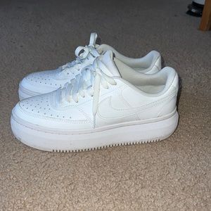 All White Platformed AirForce 1’s